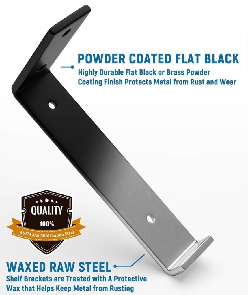Strong steel shelf brackets in black color