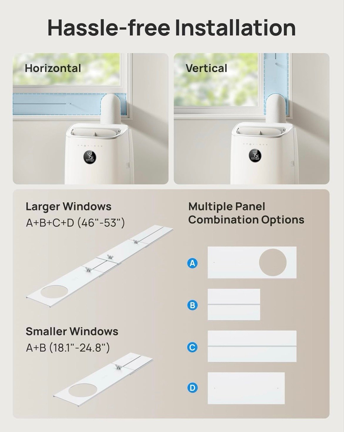 Easy to install portable AC with no drain