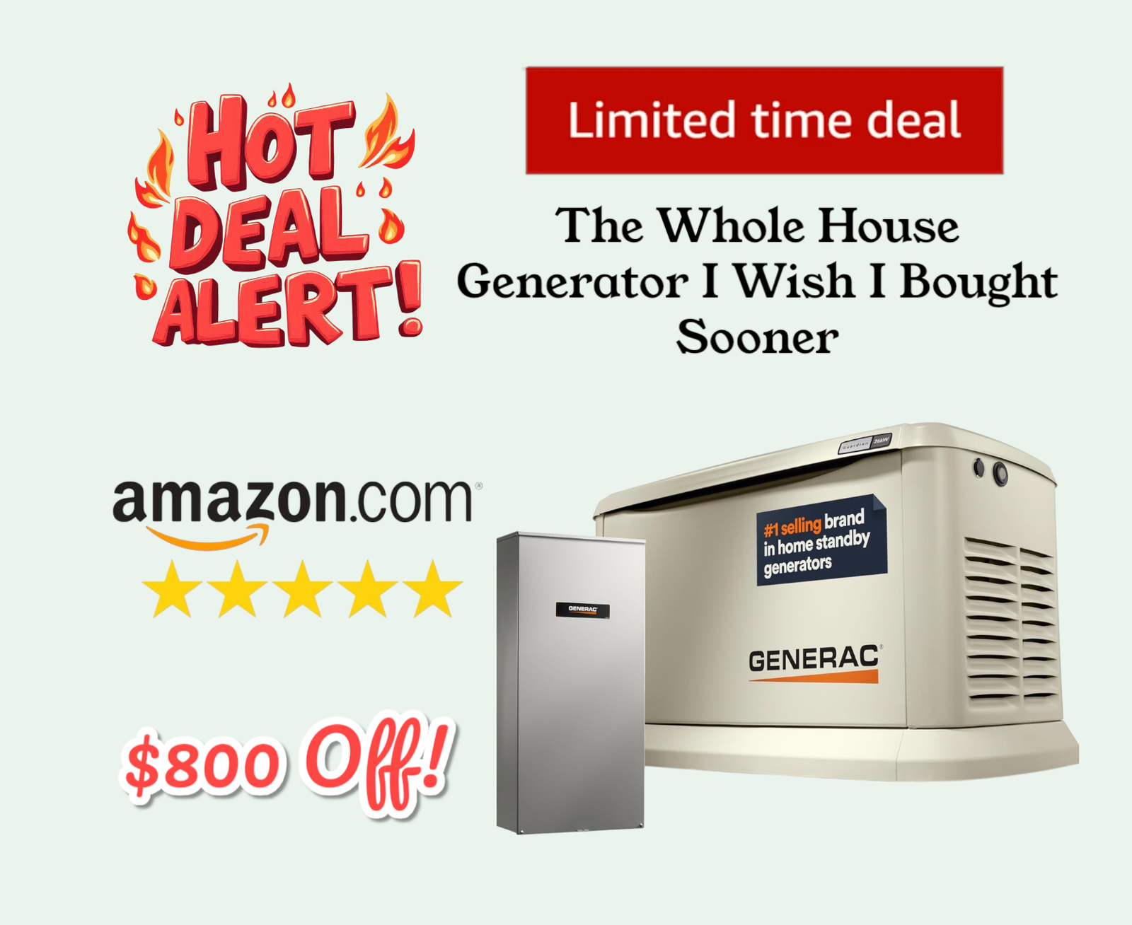 Get 800 dollars off this whole home generator 